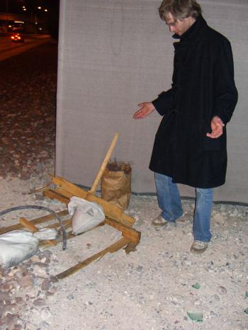 Tom scouting around for junk; quite a collection.