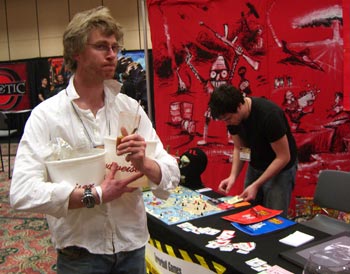 Tom returns his ice buckets at the end of a long day.