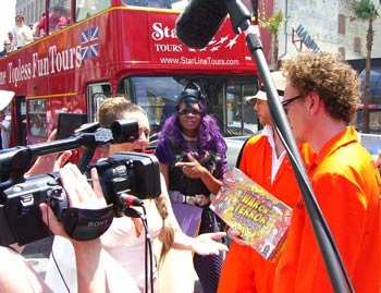 Andy T listens patiently (almost) as Princess Lea gives us a glimpse of Lea-world. Catwoman looks on, claws out.