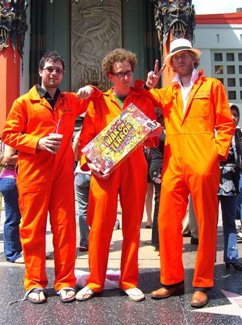 On Hollywood Blvd, at Mann's Chinese Theatre. Too hot for jumpsuits.