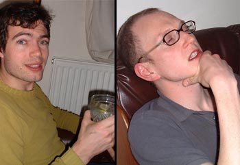 EXCLUSIVE! What a treat for you - this is Andy S and Andy T on <strong>the very night</strong> we thought of WoT back in March 2003. Andy T is obviously asleep, so clearly, as the evidence shows, all credit should be given to Andy S.
