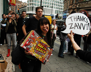 Tongue out of cheek. Cheeky.