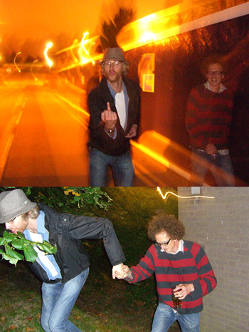 Tom tells the photographer to go away so nobody sees him leading Andy off into the woods...(it's quieter there)