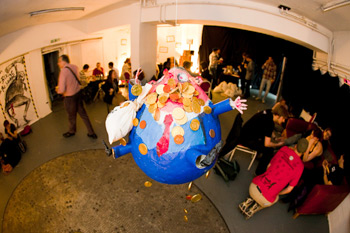 The Banker Pinata, before the sacrifice.