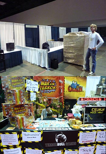 Before (top) and after (bottom). The ritual transformation from booth to bunker.