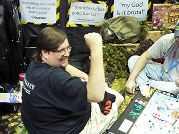 The traditional 'nuked the bastard' victory salute, mid-demo