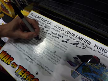 "Dear Travis, hope this takes your mind off things ..." A group of friends bought 'War on Terror' as part of a relief parcel to send to a friend of theirs serving in Afghanistan