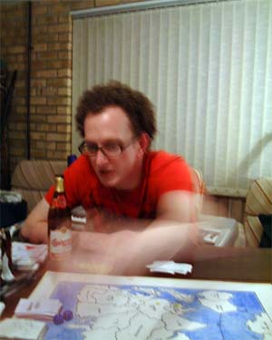 The flurry of arm movements that can only be two nukes getting dropped in a row.