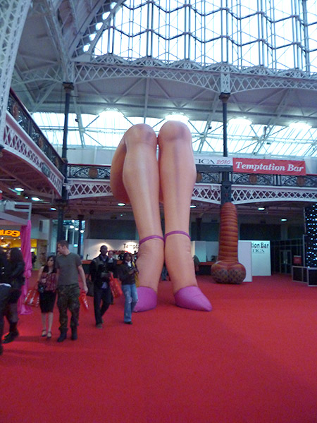 These giant inflatable legs were pretty cool and started off spread open, leading the way to the bar. Within hours though, they had drifted shut and looked for the rest of the show like a giant in desperate need of the toilet