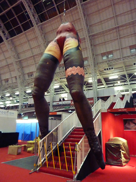 These inflatable legs were even less successful. Everyone commented on their gruesome appearance. Particularly unfortunate was the use of red to add detail to the 'lace' as it just looked like blood or swollen vei