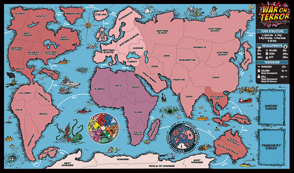 The new edition board, with a four-way construction, a new Venezuela-to-Cuba sea route and some basic game info
