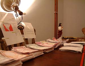 Half the rules were taped to pieces of furniture. Jesus watched over us.