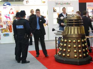 Cops arrest Dalek using anti-terror laws. Dalek is suspected of harbouring WMDs.