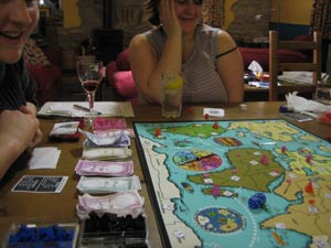 A rare moment of levity. Probably the wine kicking in.