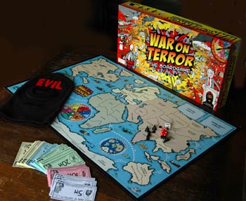 Box, board, money, dice and balaclava of evil