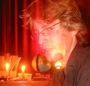 Tom's adjusts his chin lamp ready for the long war