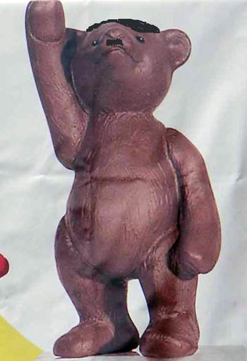 What the jumping heck? It's a little chocolate teddy F&uuml;hrer! Sick and ridiculous, indeed.