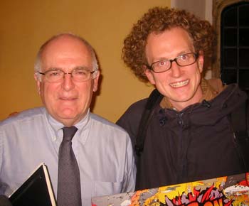 Andy T handing the set to Dearlove, not particulary shocked that the 'war on terror' is ripe for satire in board game format.