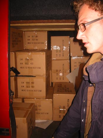 Andy T inspects the goods.